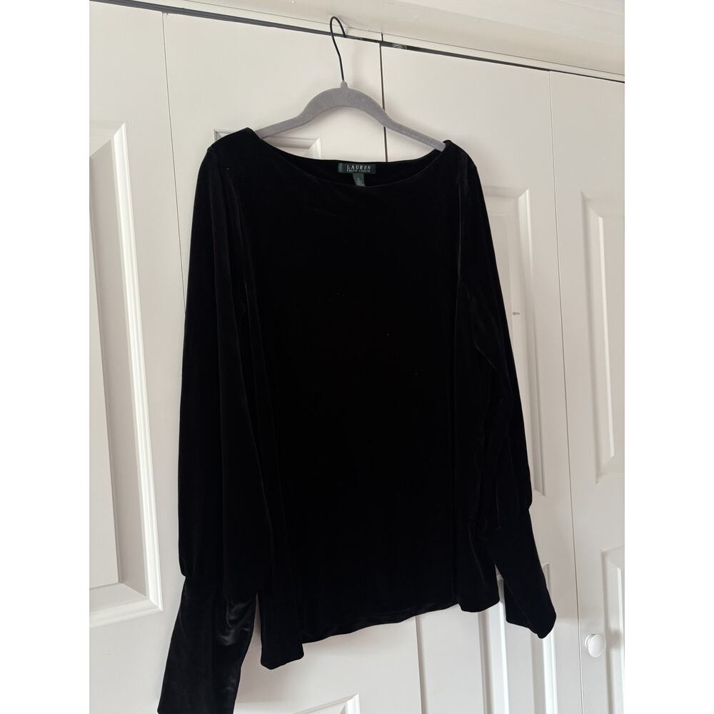 Lauren Ralph Lauren Black Velvet Long Sleeve Shirt XL - Picture 5 of 10